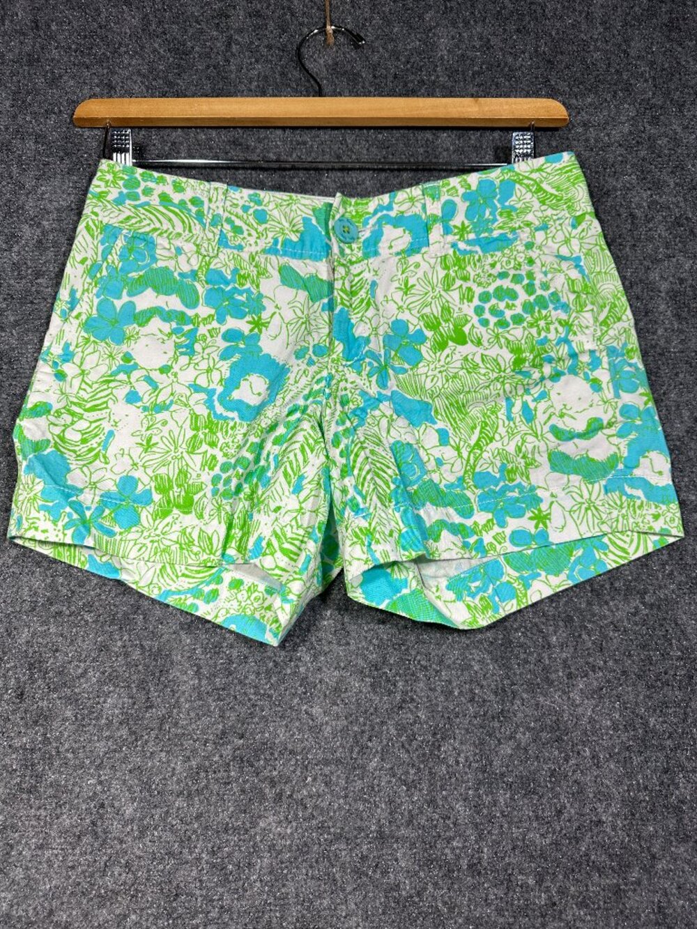 Lilly Pulitzer The Callahan Short Womens 0 Green Its a Zoo Print Cotton Pockets